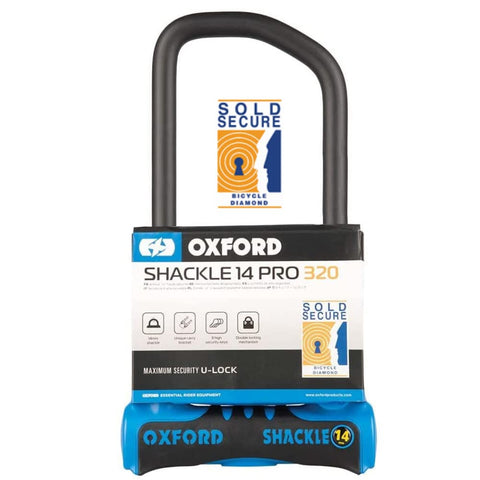 Oxford LK322 Shackle14 Pro U Sold Diamond Award High Security Bicycle Lock (320mm x 177mm) Cycling, Blue/Black
