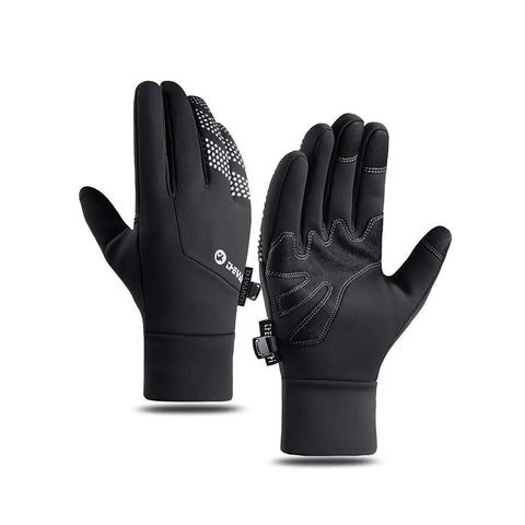 Fleece Lined Leather Anti Slip Waterproof Mittens Hiking Running Cycling Outdoor Sports Glove For Men Women With Touch Screen Winter Gloves (Black, M)