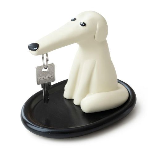 WENSHUO Magnetic Key Holder with Black Base, Cute Dog Desk Accessories, Matte CrÃ¨me
