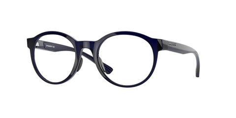 Oakley Women's Ox8176 Spindrift Rx Round Prescription Eyewear Frames, Polished Ice Blue/Demo Lens, 49 mm