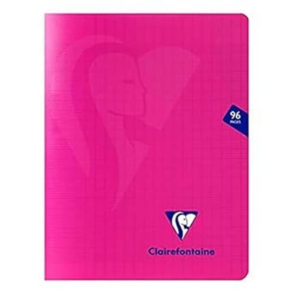 Clairefontaine - Ref 313741C - Mimeys Side Stapled Notebook (96 Pages) - A5+ Size, Polypro Cover, 90gsm Brushed Vellum Paper, Séyès Ruling - Pink Cover