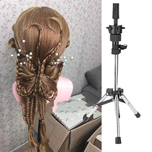 Mannequin Head Tripod Stand, Adjustable Tripod Stand Holder for Hair Salon Cosmetology Hairdressing Training Cosmetology Doll Head Support Silver