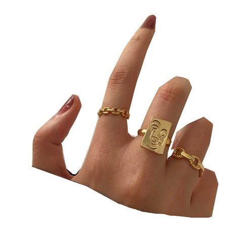Yheakne Boho Rings Set Gold Stackable Finger Rings Fashion Midi Rings Stylish Joint Knuckle Rings Accessories for Women and Teen Girls (Style A)