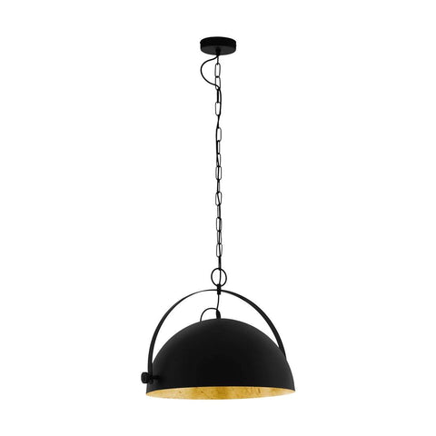 EGLO Pendant lighting Covaleda 1, ceiling light fitting in industrial, vintage and retro design, hanging lamp for living room and kitchen made of black and golden steel, E27 socket, Ã˜ 17.9 inches