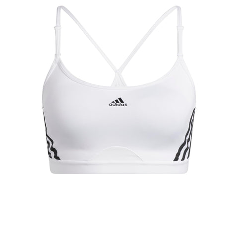 adidas Aeroreact Training 3-Stripes Light Support Workout Bra Women's Sports Bra White/Black