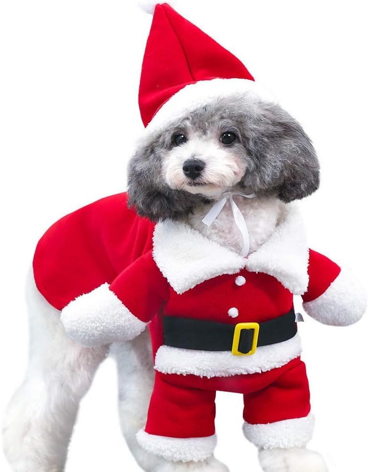 Dog Cat Christmas Outfit, Christmas Pet Clothes Pet Christmas Cloak Dog Cat Christmas Costume Santa Claus Cosplay Pet Hoodie Coat for Small Medium Dogs Cats (Medium)