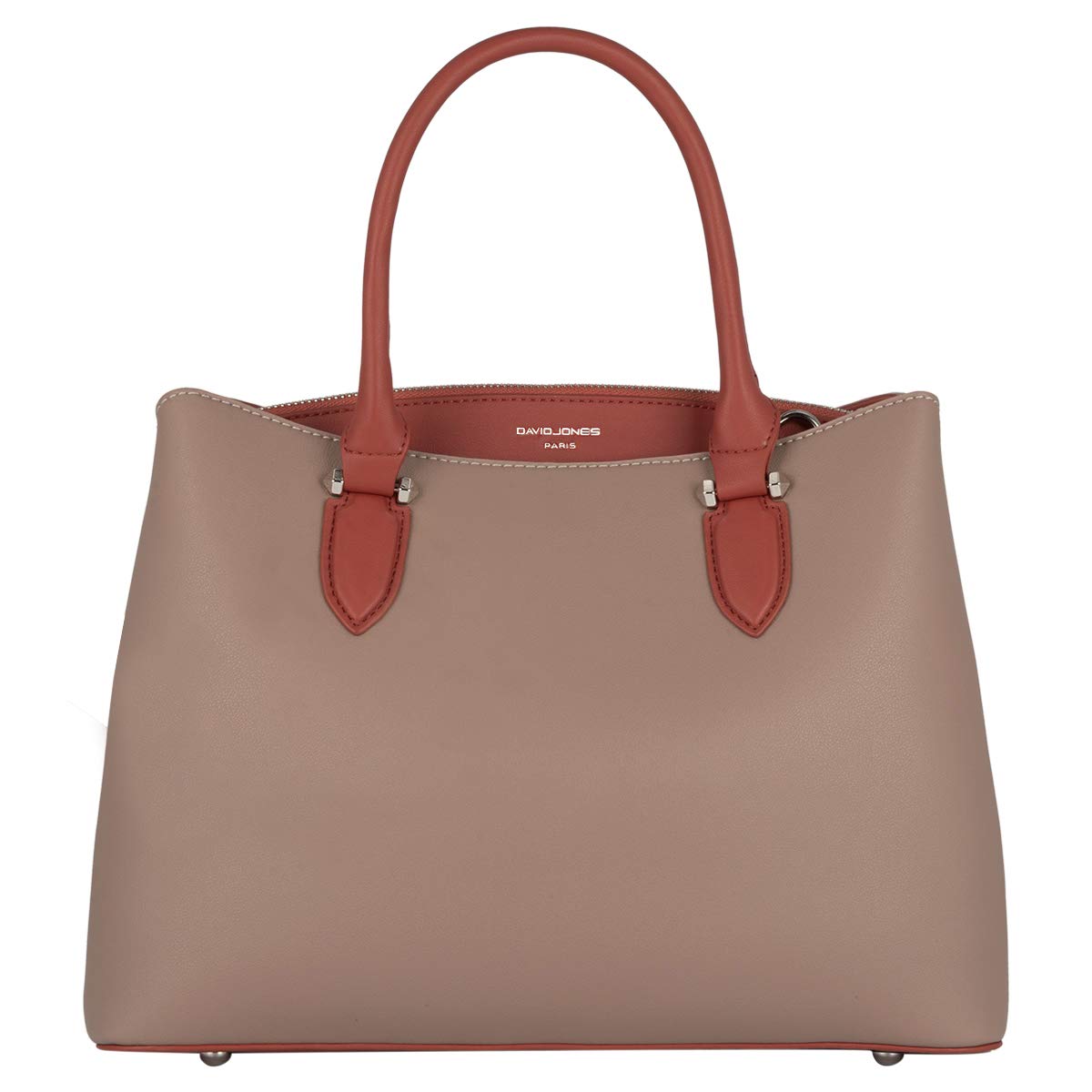 David Jones - Womens Elegant Handbag - Ladies Top-Handle Bag PU Leather - Messenger Shoulder Crossbody Bag - Medium Size 3 Compartments Many Pockets Tote Shopper - Elegant City Bag - Pink
