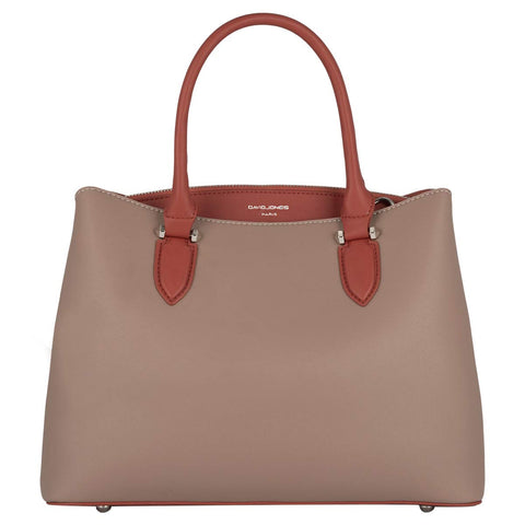 David Jones - Womens Elegant Handbag - Ladies Top-Handle Bag PU Leather - Messenger Shoulder Crossbody Bag - Medium Size 3 Compartments Many Pockets Tote Shopper - Elegant City Bag - Pink