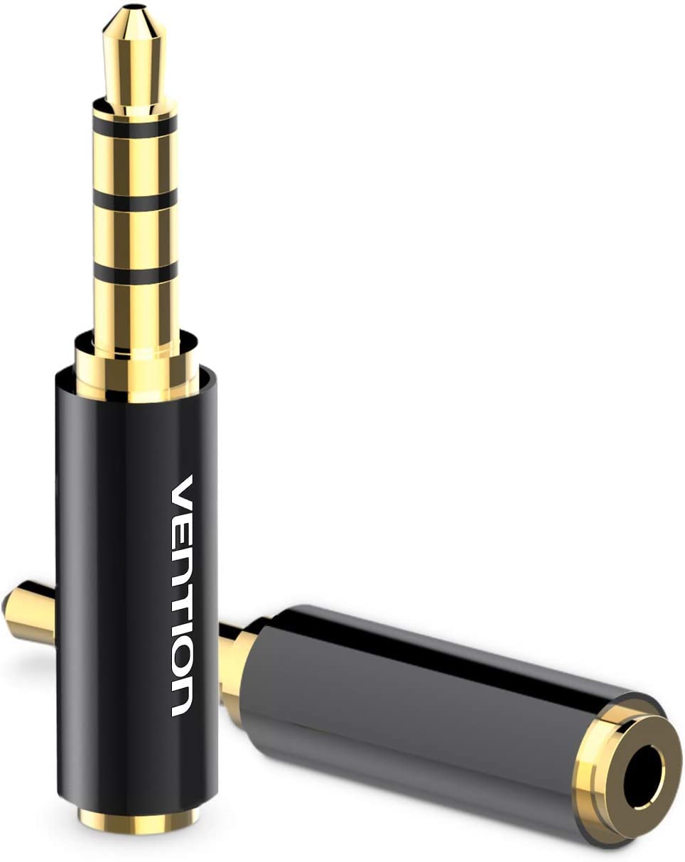 VENTION 2.5mm Female Jack to 3.5mm Male Jack, 3.5mm to 2.5mm Stereo Adapter Full Metal Earphone Audio Headphone Adapter Connector Converter Gold Plated for Microphone Headphones (2 Pack)