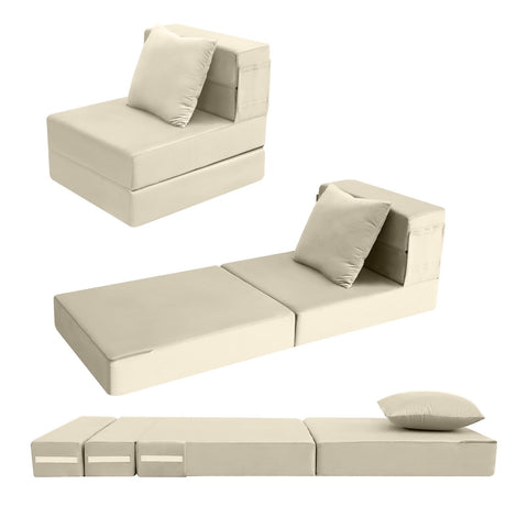 MeMoreCool Foldable Futon Chair Bed Sleeper for Adults, Twin Sofa Bed Folding Mattress 6 Inch, Fold Out Couch Bed with Pillow, Convertible Foam Floor Sofa Sleeping Tri Fold Mattress Chair