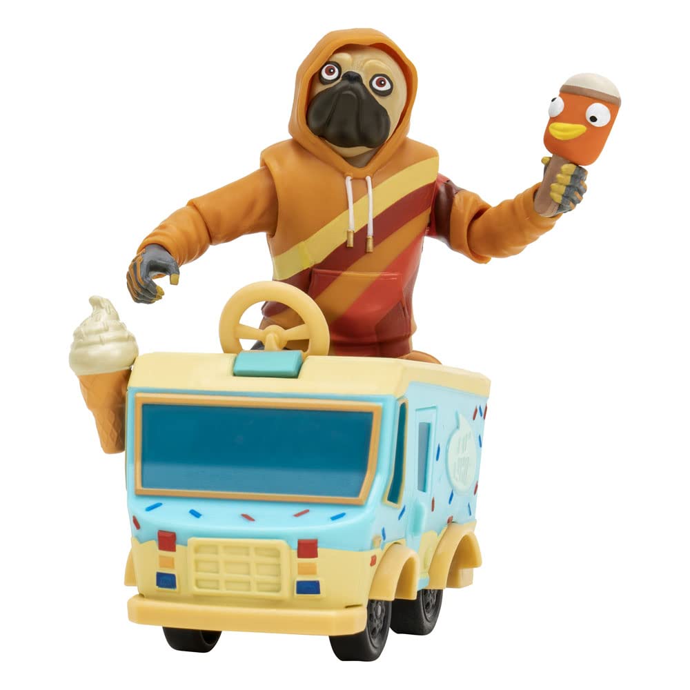 FORTNITE DOGGO (EMOTE Series) - 4-inch Articulated Figure with Lilâ€™ Treat Emote Vehicle and Snow Pop Accessory