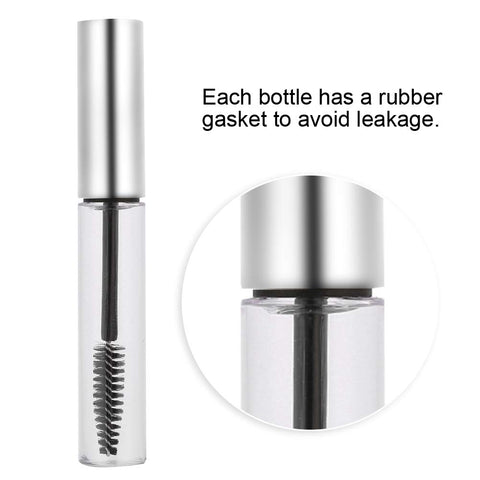 Empty Mascara Tube, Rubber Inserts 5 Colors 10ml Transparent Tube with Eyelash Wand Empty Mascara Container Bottle for Castor Oil(3# Matte Silver)