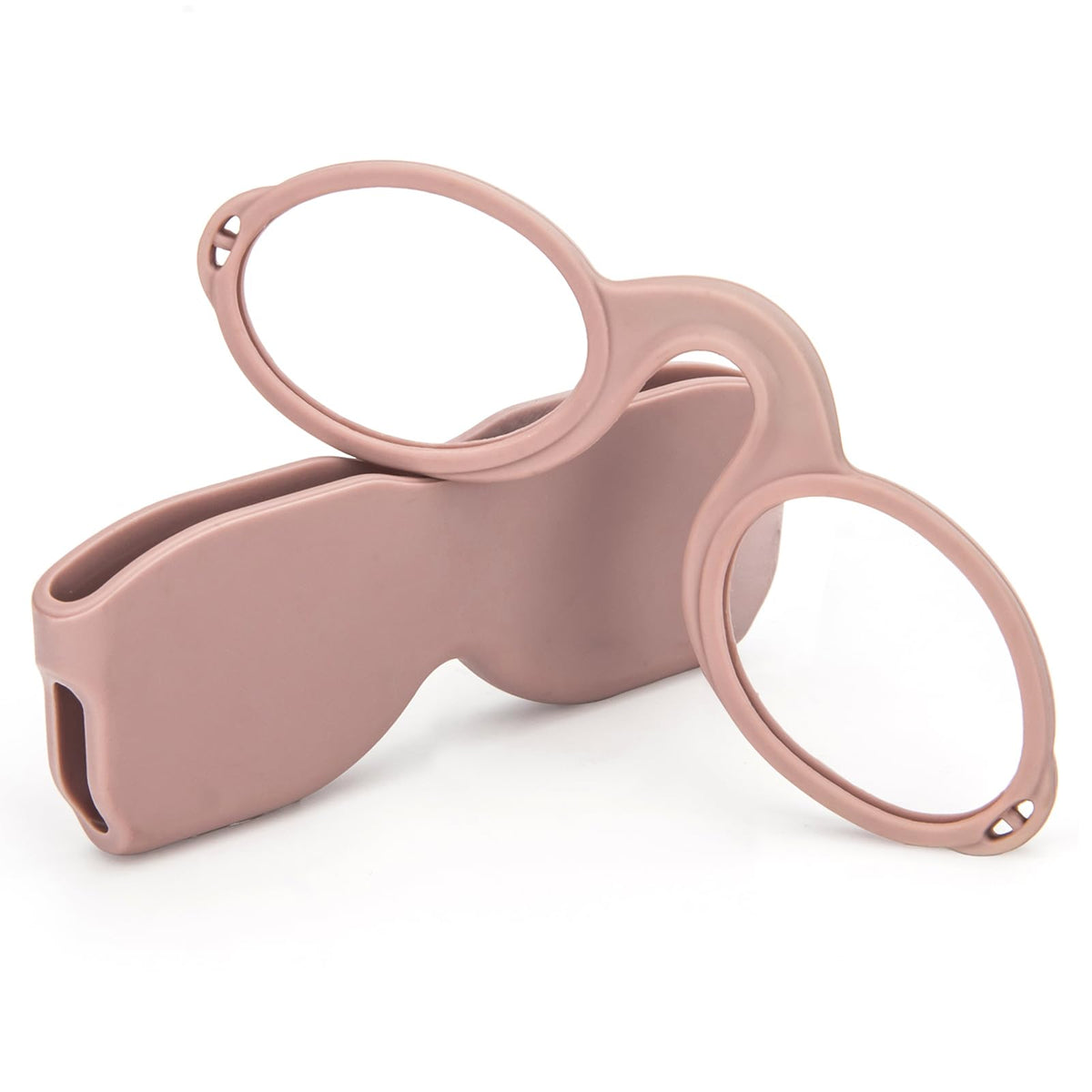 REAVEE Ultra Slim Armless Reading Glasses for Men Women, Small and Flat Readers Compact Pocket Size with Stick-on Case Holder,Pink 2.5