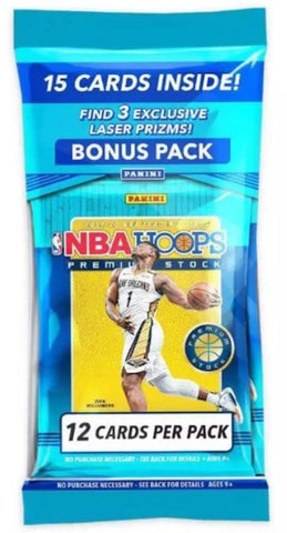 2019-20 Panini NBA Hoops Premium Stock Cello Pack (12 Cards) - 3 Lazer Prizms