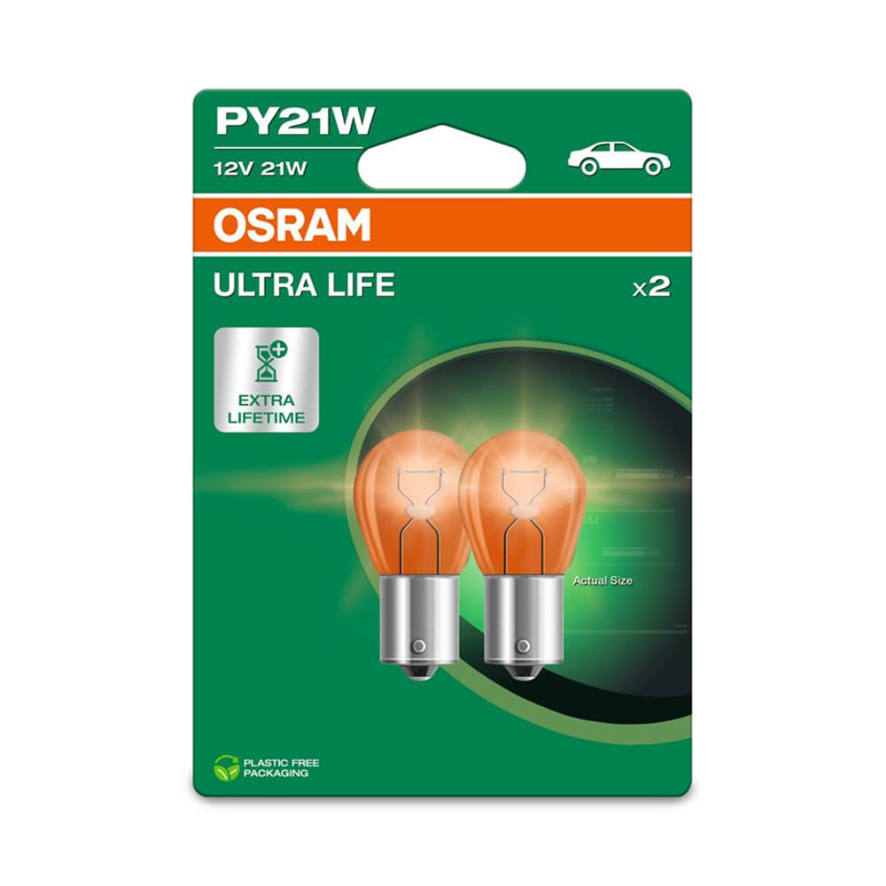 OSRAM ULTRA LIFE, PY21W, Double Blister, (2 lamps), white