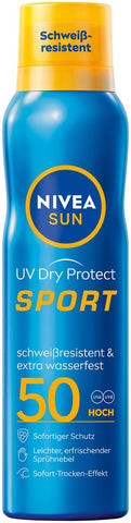 NIVEA Sun UV Dry Protect Sport Sun Spray SPF 50 (200 ml), 100% Transparent and Refreshing Sun Protection, Sweat-resistant & Extra Waterproof Sun Spray