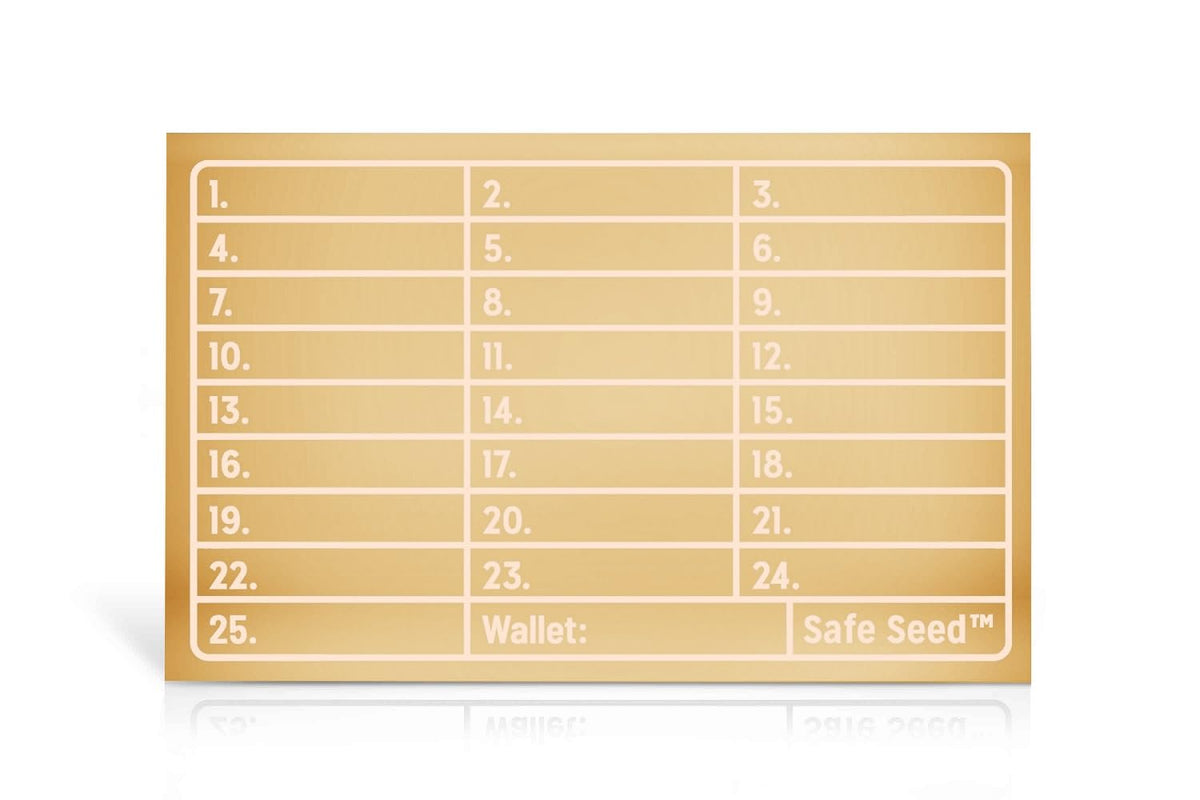 [Brass Edition] Safe Seed Crypto Metal Wallet Stamp Plate - 12-25 Words Recovery Passphrase Cold Storage Bitcoin Ethereum BNB Cardano Solana ERC20 BIP39 Ledger Trezor KeepKey Hardware Cryptocurrency