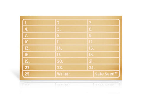 [Brass Edition] Safe Seed Crypto Metal Wallet Stamp Plate - 12-25 Words Recovery Passphrase Cold Storage Bitcoin Ethereum BNB Cardano Solana ERC20 BIP39 Ledger Trezor KeepKey Hardware Cryptocurrency