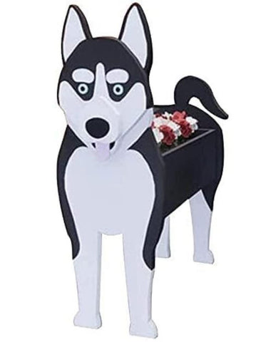 FBWSM Dog Planters Wooden Planter- Dog Planter-Planter- Outdoor Garden Backyard Flower Pots Are Suitable for a Variety of Plants -Husky