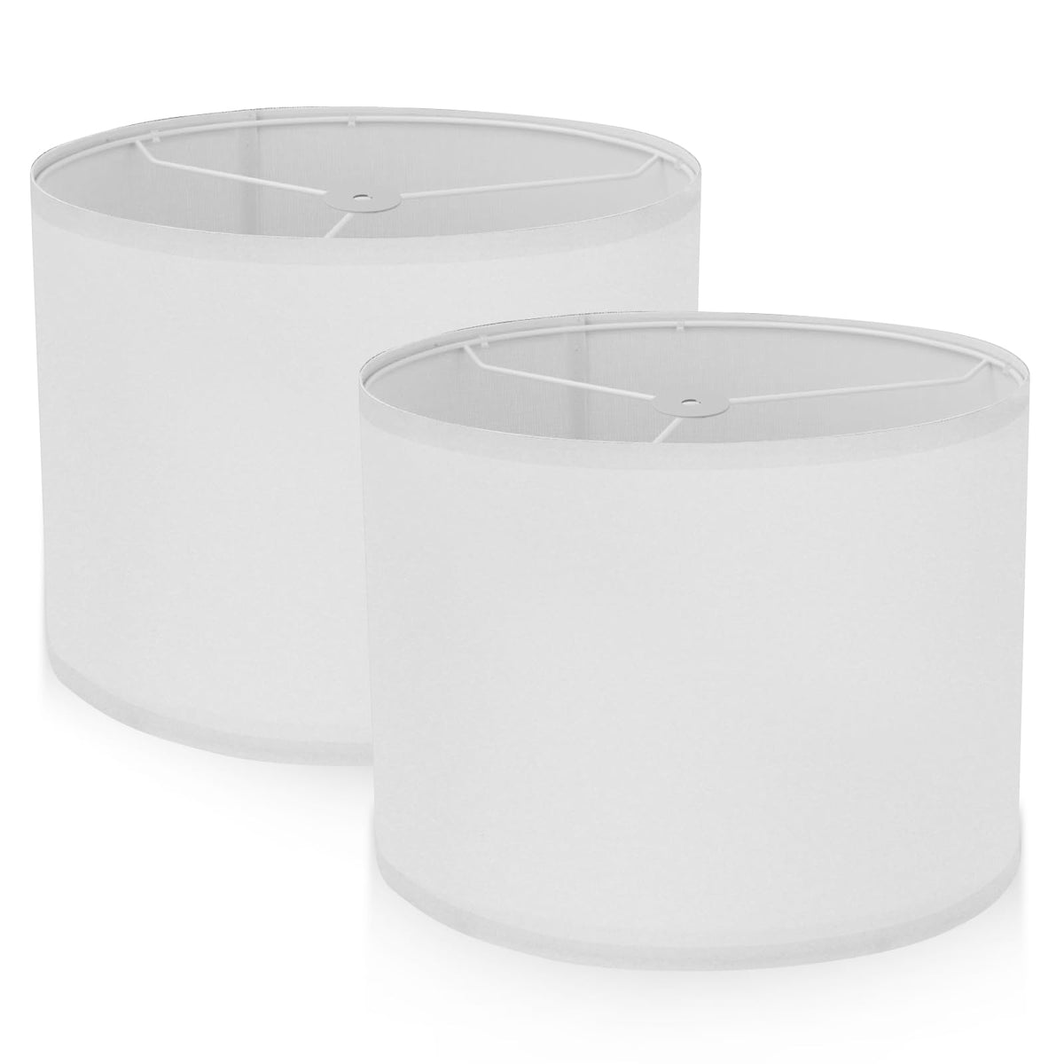 Filltown Lampshade for table lamps, lampshade floor lamp, lampshade pendant lamp, drum lampshade, 12.6 inches diameter x 8.3 inches height, lampshade bedroom, harp not included, pack of 2 - white