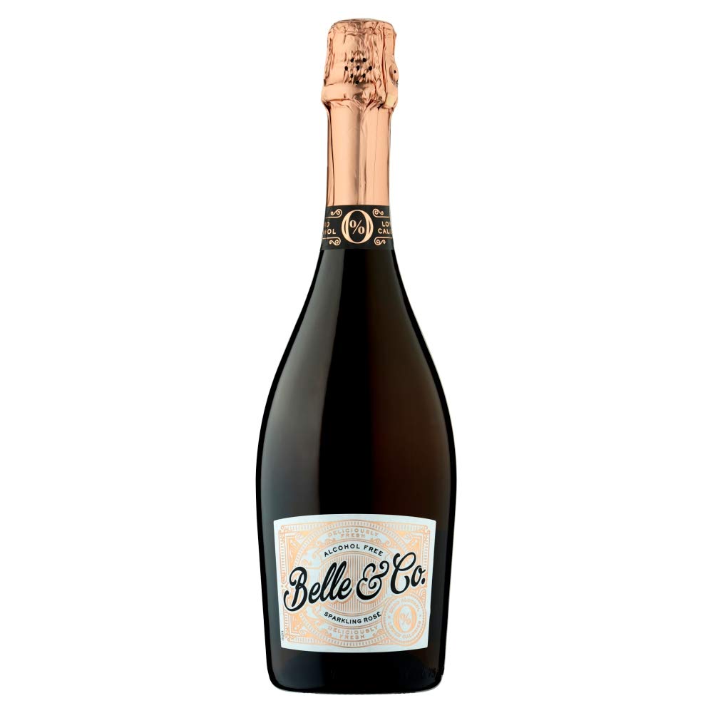 Belle & Co Sparkling Rose Alcohol Free Wine, Non-Alcoholic, Gifts for New Mums, Ideal for Celebrations and Festive Parties for Non Drinkers and Drivers, Low Calorie 75 cl