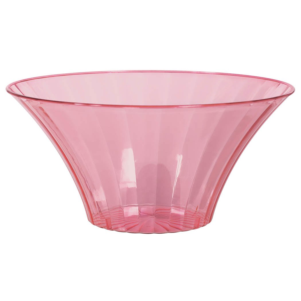 Large Plastic Flared Bowl Color Theme Party Reusable Table Salad Snack and Dessert Serveware and Soup Dishware, New Pink, 70 oz..