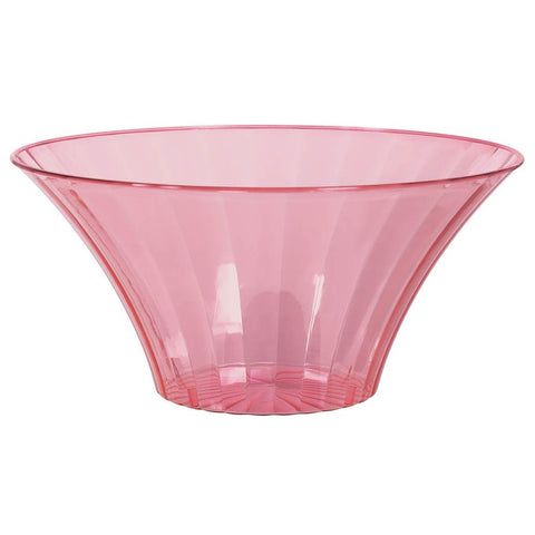 Large Plastic Flared Bowl Color Theme Party Reusable Table Salad Snack and Dessert Serveware and Soup Dishware, New Pink, 70 oz..