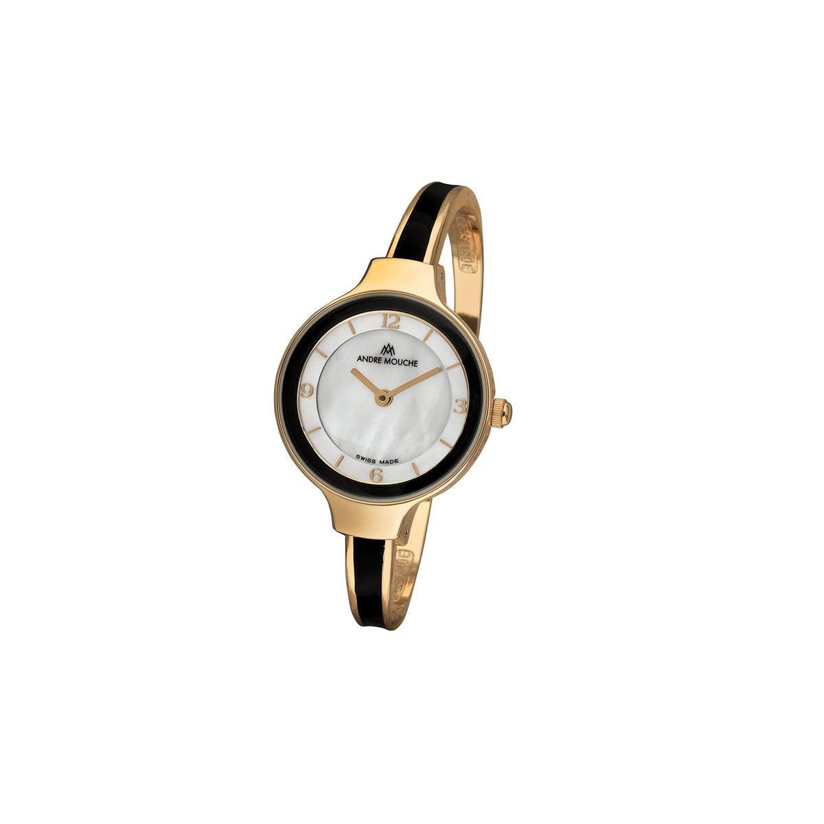Andre Mouche Tara Black Gold Swiss Women's Mother of Pearl Dial Watch 410-04101 Medium