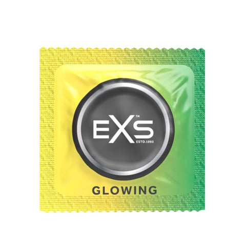 EXS | Glow in The Dark Condoms | Natural Latex & Silicone Lubricated | Vegan | 3X3