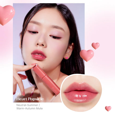 ETUDE Fruity Dewy Tint 03 Raspberry Lolly | Vegan Lip Stain with Only Essential Ingredients | Transparent Watercolor Lip Stain for Clear and Shimmering Finish
