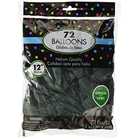 Solid Festive Green Latex Balloons - 12'', 72 Pieces - Perfect for Birthdays, Anniversaries, Bridal Showers & Parties