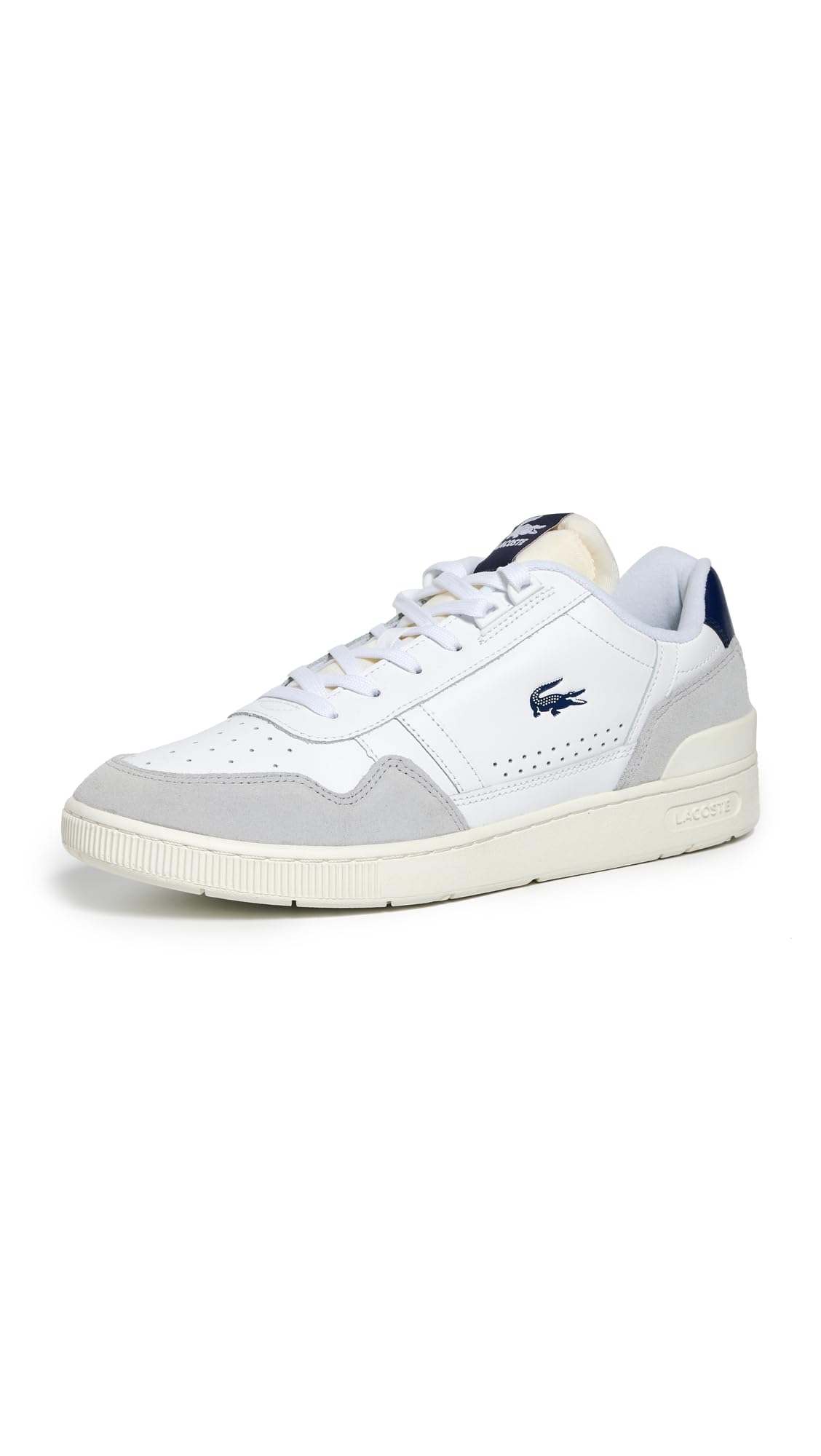 Lacoste Mens T-clip Sneaker, Wht/Nvy, 10.5