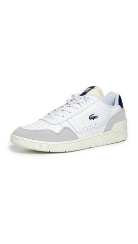 Lacoste Mens T-clip Sneaker, Wht/Nvy, 10.5