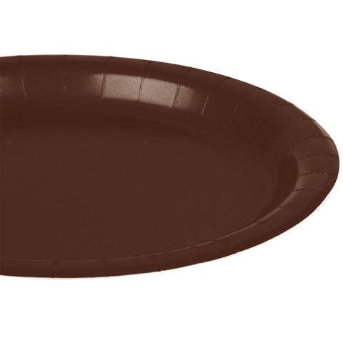 Amscan Disposable Round Party Luncheon Plates (24 Pack), 9", Brown