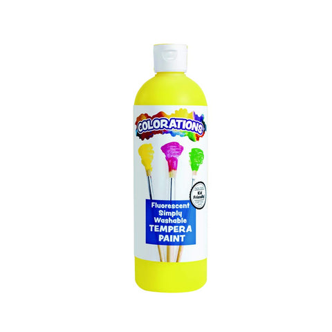 Colorations Washable Tempera Paint, 16 fl oz, Fluorescent Yellow, Neon, Non Toxic, Vibrant, Bold, Bright, Kids Paint, Craft, Hobby, Fun, Art Supplies (Item # FSWTYE)