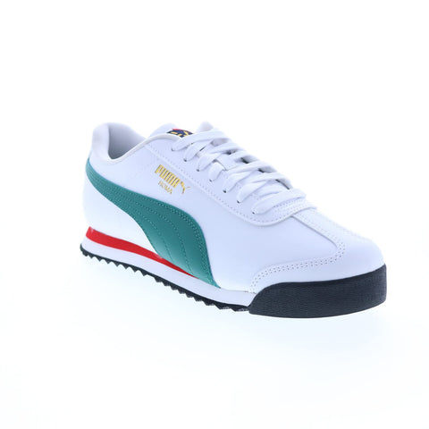 PUMA Men's Roma Basic Sneaker, White-Alpine Green Team Gold, 10.5