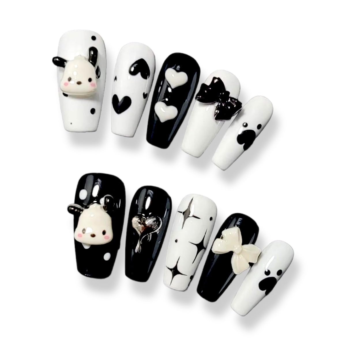 Anime Press on Nails Kawaii Press on Nails Kuromi Press on Nails pochacco Press on Nails Anime 3D Nail Decal Anime Press on Nails Nana (POCHA)