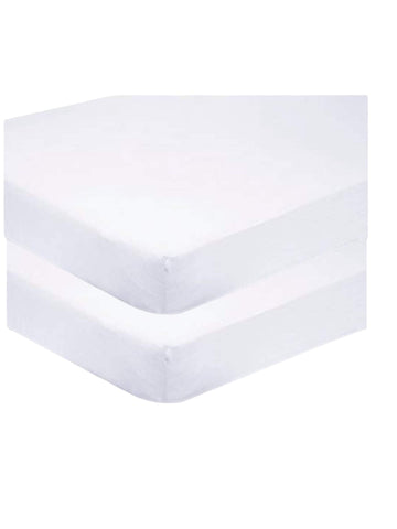 Sasma Home - 2 x Cot Fitted Sheets 120x60cm - 100% Cotton, Soft breathable baby cot sheets (White)