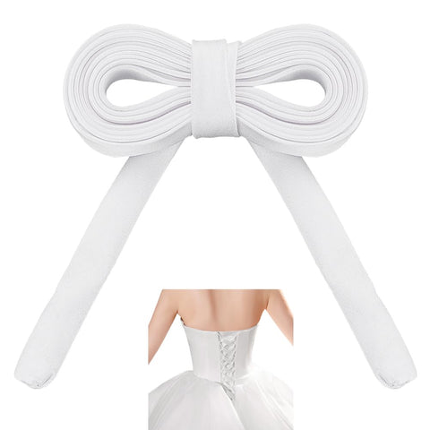 AHANDMAKER 2Pcs 82.28 Inches Women's Tie Back for Wedding Bridal Gown, 0.51 Inch Adjustable Lace up Dress Cord Back, Lacing Cord Corset Ribbon Replacement for Zipper Replacement or Buttons, White