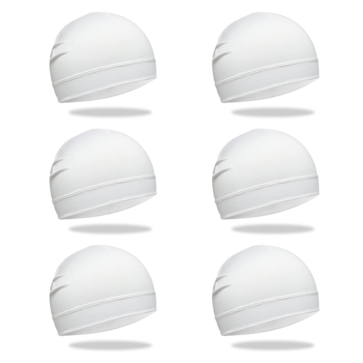 6 Pcs Skull Cap Sweat Wicking Helmet Liner Breathable Cycling Beanie Running Sports Hat Cooling Head Wraps for Men, White Pack