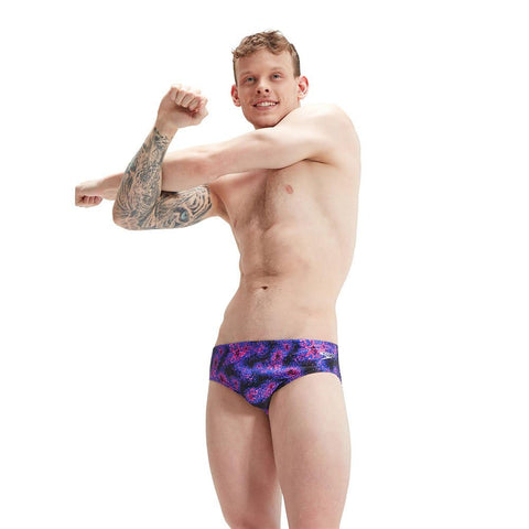 Speedo Men's 8cm Allover Digital Brief Blue Pink Swimmers