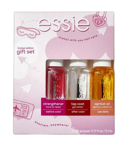 Essie Always With You Nail Care, Limited Edition Gift Set, Strengthener/Top Coat/Apricot Oil