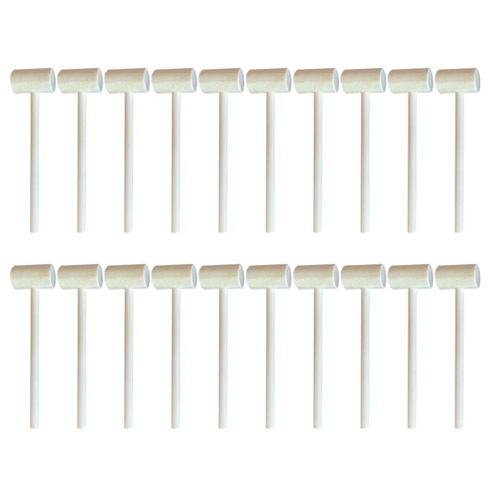 Wooden Hammers Mallet Solid Wood Flat Head Hammering and Pounding Toys, Pack of 20