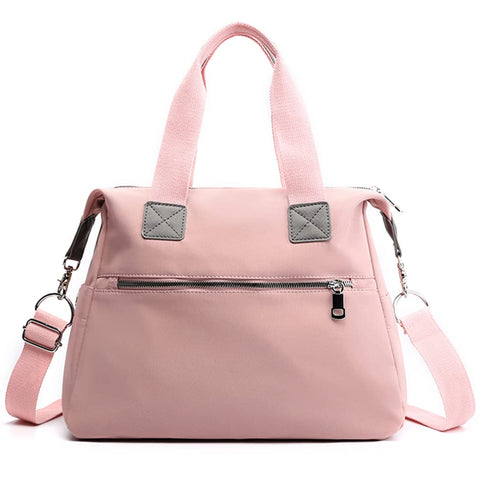 SHIFANQI Tote Bags for Women Stylish Nylon Ladies Shoulder Bag Top Handle Handbag Multi Pockets Work Totes Water Resistant Travel Crossbody Messenger Bag (Pink)