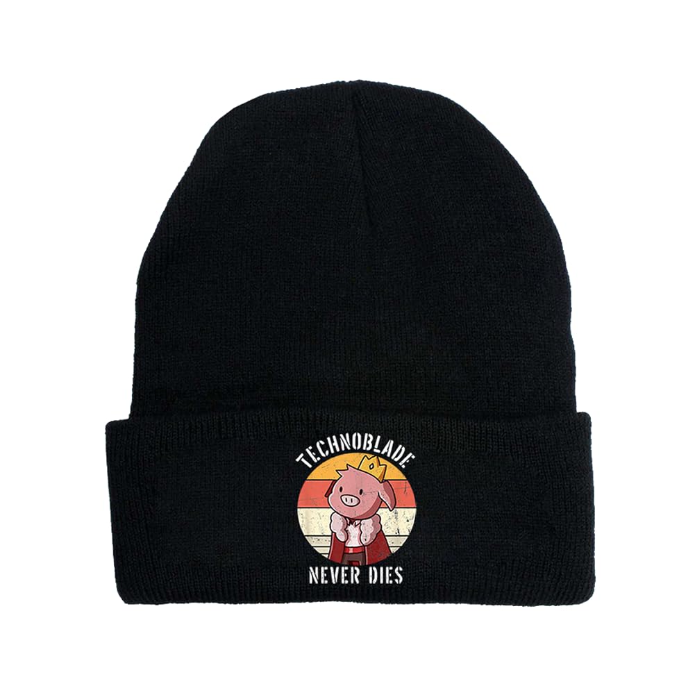 OVCOSER Technoblade Hat Knit Cuffed Beanie,Gamer Technoblade Commemorative Merch Soft Warm Beanie (03)