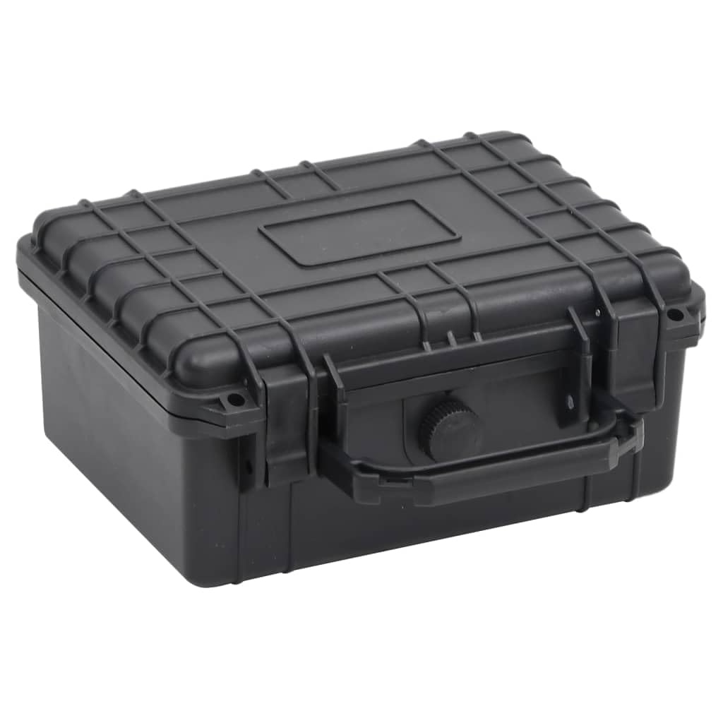 vidaXL Black Portable Flight Case with Handle - Water Resistant, Shock Resistant Road Case - Polypropylene and ABS Material - Removable Foam Inserts - 9.4"x7.5"x4.3"