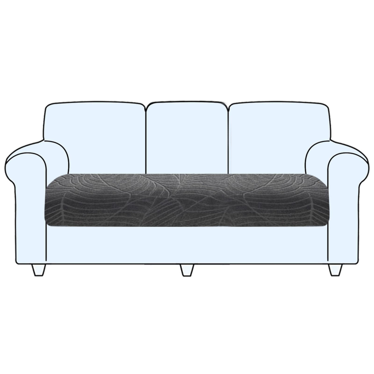 SHUOJIA Sofa Seat Cushion Cover, Stretch Sofa Seat Cover, Cushion Covers Non-slip, Slipcover Cover for Sofa Seat Cushions,Seat Couch Cover for Pets & Kids (Grey,3-Seater)