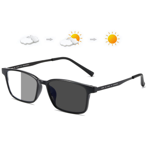 Lanomi Photochromic Reading Glasses Rectangle Blue Light Blocking Sun Readers UV Protection Eyeglasses for Women Men Light Black (Photochromic Grey) 1.0