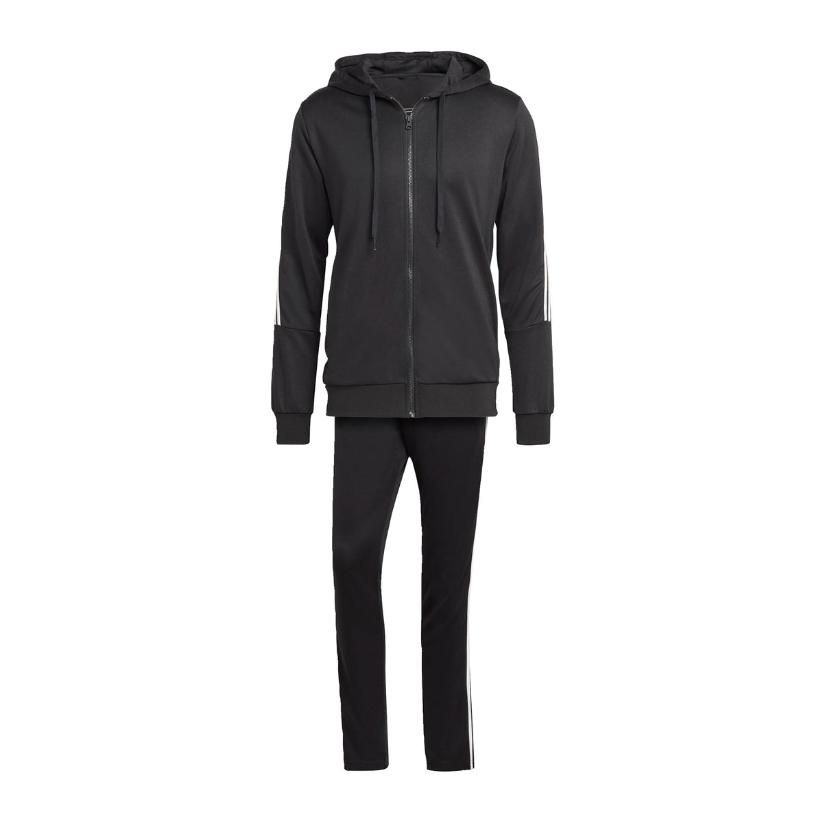 adidas Men's 3-Stripes Track Suit, Black/White, L