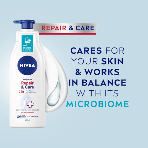 NIVEA Body Repair and Care (400 ml), Repairing Body Lotion with Strengthening Formula, Moisturising Cream with NIVEA Deep Moisture Serum, Body Lotion for Dry Skin, Pack of 1